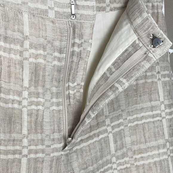 Honey Belle Linen High Waist Fringe Hem Window Pane Plaid Shorts S - Picture 4 of 9